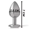 INTENSE – Fém anál plug fehér szív üveggel, 7 cm