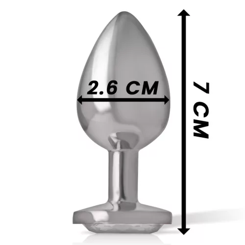 INTENSE – Fém anál plug fehér szív üveggel, 7 cm