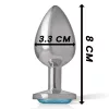 INTENSE – Fém anál plug kék szív üveggel, 8 cm