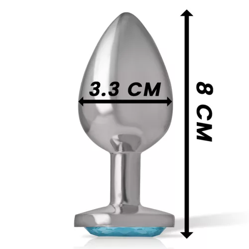 INTENSE – Fém anál plug kék szív üveggel, 8 cm