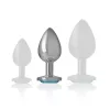 INTENSE – Fém anál plug kék szív üveggel, 8 cm