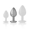 INTENSE – Fém anál plug fehér szív üveggel, 8 cm