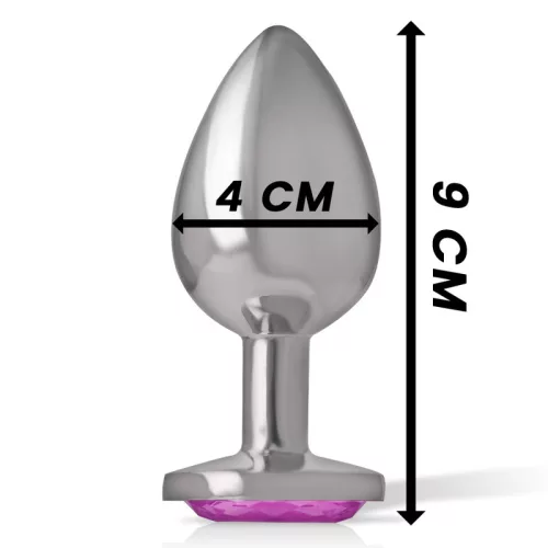 INTENSE – Fém anál plug rózsaszín szív üveggel, 9 cm