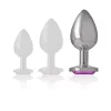 INTENSE – Fém anál plug rózsaszín szív üveggel, 9 cm