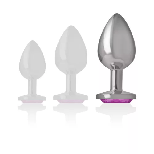 INTENSE – Fém anál plug rózsaszín szív üveggel, 9 cm