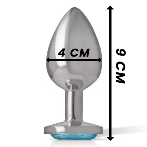INTENSE – Fém anál plug kék szív üveggel, 9 cm