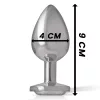 INTENSE – Fém anál plug fehér szív üveggel, 9 cm