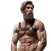 FETISH SUBMISSIVE ATTITUDE – Állítható neopréne férfi mellkas hám, vegán bőr részletekkel, fekete