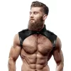 FETISH SUBMISSIVE ATTITUDE – Férfi nyakpántos mellhám, vegán bőr, állítható