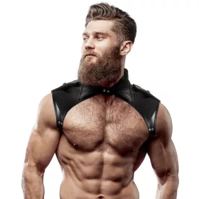   FETISH SUBMISSIVE ATTITUDE – Férfi nyakpántos mellhám, vegán bőr, állítható
