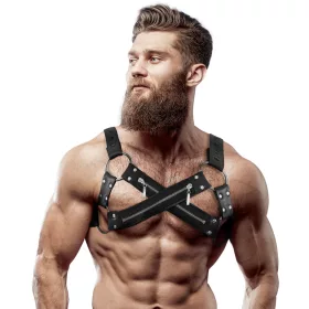   FETISH SUBMISSIVE ATTITUDE – Férfi mellhám, keresztezett, cipzárral, állítható