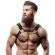 FETISH SUBMISSIVE ATTITUDE – Férfi mellkasi hám szegecsekkel, vegán bőrből, fekete, univerzális méret