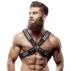 FETISH SUBMISSIVE ATTITUDE – Férfi mellhám szegecsekkel, vegán bőrből, fekete, univerzális méret