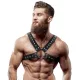 FETISH SUBMISSIVE ATTITUDE – Férfi mellkasi hám szegecsekkel, vegán bőrből, fekete, univerzális méret