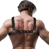 FETISH SUBMISSIVE ATTITUDE – Keresztpántos Bulldog mellkasi hám vegán bőrből, fekete, univerzális méret