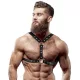 FETISH SUBMISSIVE ATTITUDE – Férfi mellhám szegecsekkel, dupla tartással, vegán bőrből, fekete, univerzális méret