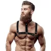 FETISH SUBMISSIVE ATTITUDE – Férfi mellhám nyakpánttal, vegán bőrből, fekete, univerzális méret