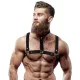 FETISH SUBMISSIVE ATTITUDE – Férfi mellhám nyakpánttal, vegán bőrből, fekete, univerzális méret