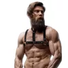 FETISH SUBMISSIVE ATTITUDE – Férfi mellhám nyakpánttal, vegán bőrből, fekete, univerzális méret