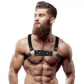   FETISH SUBMISSIVE ATTITUDE – Bulldog férfi mellkasi hám, vegán bőr, M/L