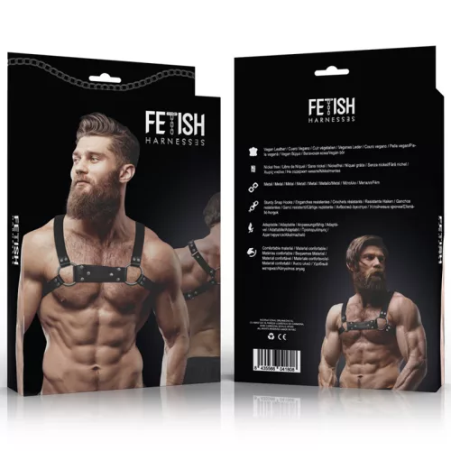 FETISH SUBMISSIVE ATTITUDE – Bulldog férfi mellkasi hám, vegán bőr, M/L