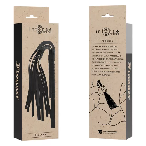 INTENSE FETISH – Vegán bőr korbács ergonomikus markolattal