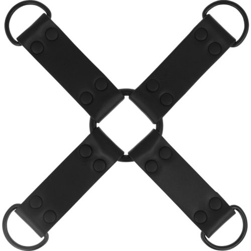 INTENSE FETISH – Vegán bőr kéz- és lábrögzítő rendszer, többpontos, fekete