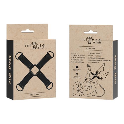 INTENSE FETISH – Vegán bőr kéz- és lábrögzítő rendszer, többpontos, fekete