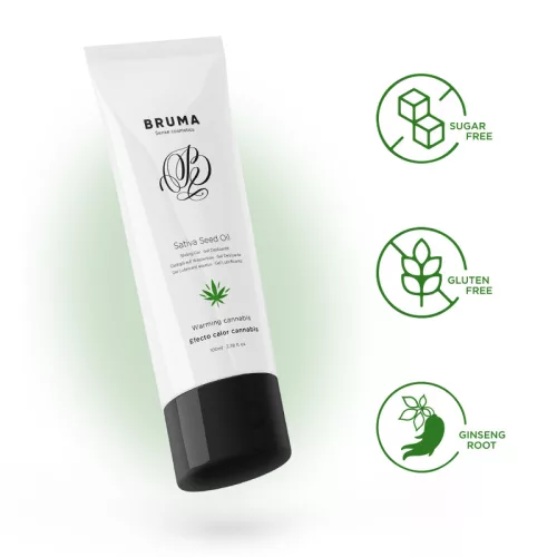 BRUMA – Cannabis aromájú melegítő hatású vízbázisú síkosító kendermagolajjal, 100 ml