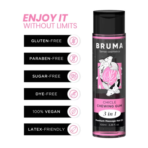 BRUMA – Premium 3 az 1-ben melegítő masszázsolaj, rágógumi ízű, 100 ml
