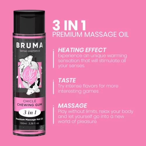 BRUMA – Premium 3 az 1-ben melegítő masszázsolaj, rágógumi ízű, 100 ml