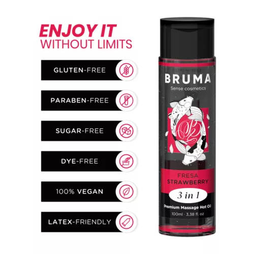BRUMA – Premium 3 az 1-ben melegítő masszázsolaj, eper ízű, 100 ml