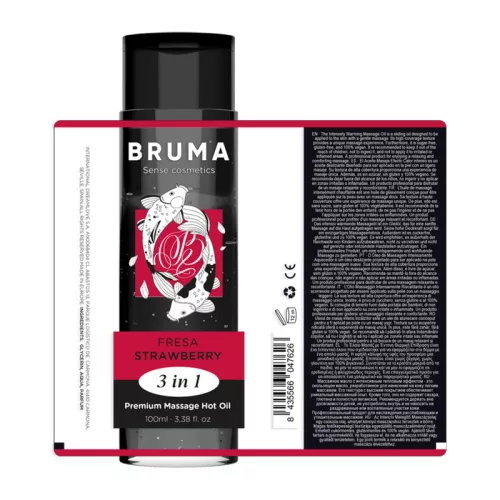 BRUMA – Premium 3 az 1-ben melegítő masszázsolaj, eper ízű, 100 ml