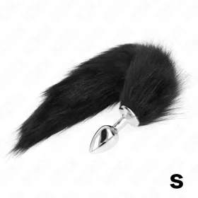  KINK – Kisméretű fém anál plug fekete szintetikus farokkal, S méret, 40 cm