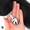 KINK – Kisméretű fém anál plug fekete szintetikus farokkal, S méret, 40 cm