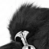 KINK – Közepesméretű fém anál plug fekete szintetikus farokkal, M méret, 40 cm