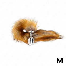   KINK – Közepesméretű fém anál plug barna szintetikus farokkal, M méret, 40 cm