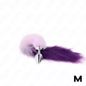   KINK – Közepesméretű fém anál plug lila szintetikus farokkal, M méret, 40 cm