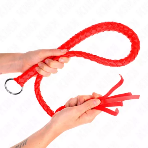 KINK – Kígyó ostor gyűrűs markolattal, 65 cm, piros