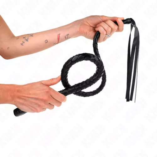 KINK – Hosszú ostor gyöngyözött nyéllel, 110 cm, fekete