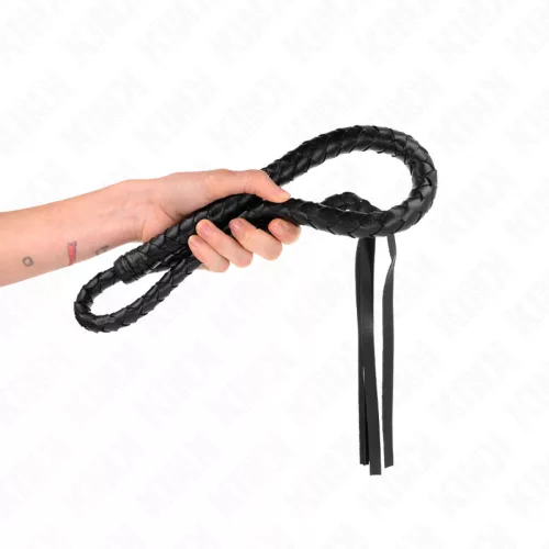 KINK – Hosszú ostor gyöngyözött nyéllel, 110 cm, fekete