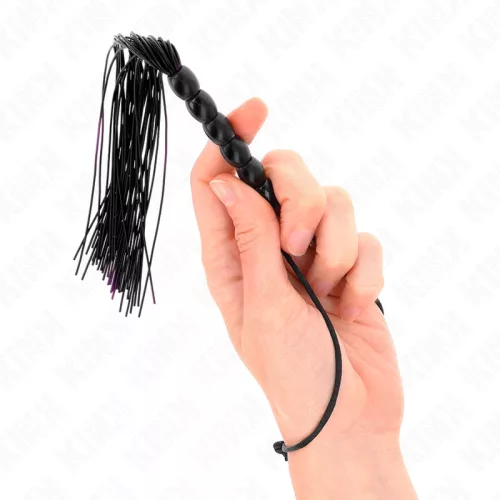 KINK – Mini szilikon ostor gyöngyökkel, 26 cm, fekete