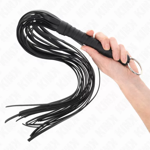 KINK – Többszálú ostor fémgyűrűs markolattal, 65 cm, fekete