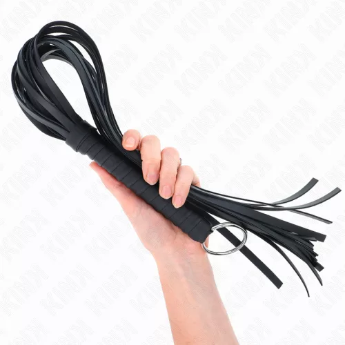 KINK – Többszálú ostor fémgyűrűs markolattal, 65 cm, fekete