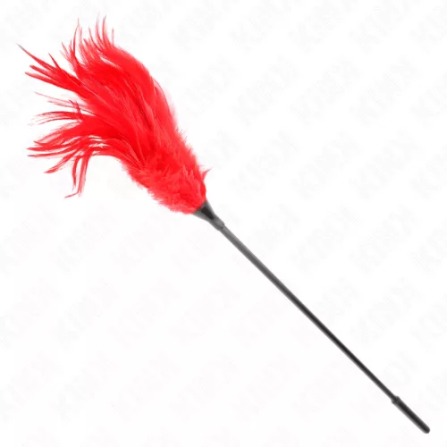 KINK – Érzéki tollas csiklandozó pálca, 45 cm, piros