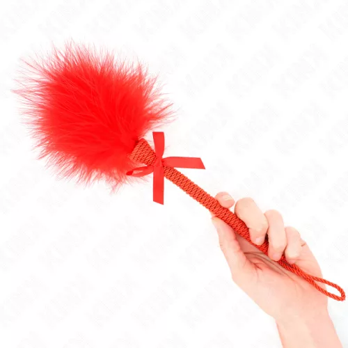 KINK - Kötél nyelű pálca tollvéggel, 25 cm, piros