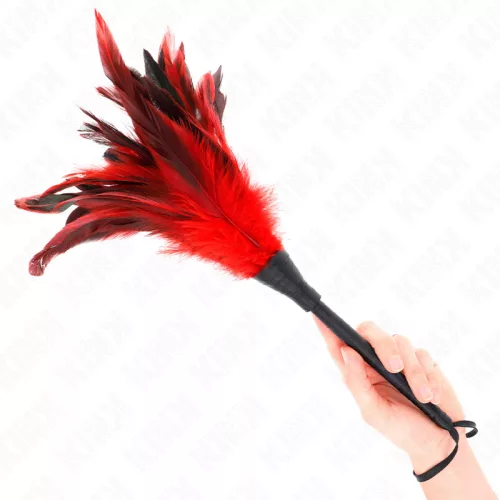 KINK – Piros, szarv formájú tollas érzéki csiklandozó, 36 cm