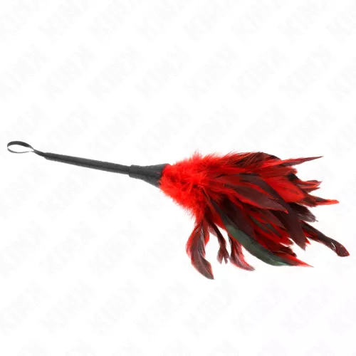 KINK – Piros, szarv formájú tollas érzéki csiklandozó, 36 cm