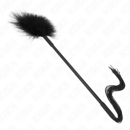 KINK – Szilikon ostor tollas csiklandozóval, 47 cm, fekete