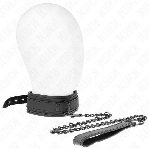 KINK – Neoprén állítható nyakörv pórázzal, fekete (Model 1)